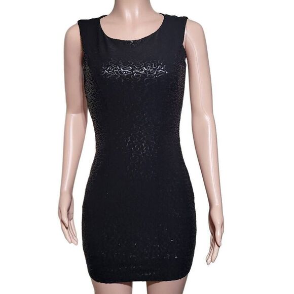 F&f black sequin sleeveless mini dress 8 - Picture 1 of 9